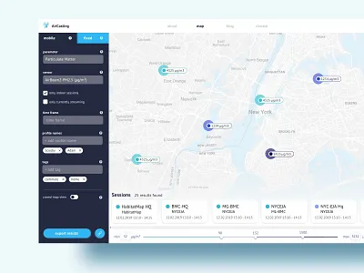 AirCasting - environmental data monitoring app clean clean ui data data analysis data visualization dataviz ecology enviroment filters map marker monitoring web website design