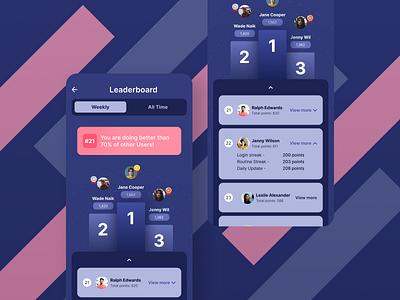 Daily UI Challenge 019 (Leaderboard) app app design daily ui 010 dailyui design leaderboard mobile design product design ui ui design uidesign uxui