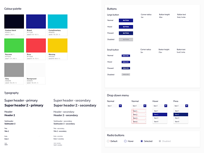UI style guide buttons colour palette style guide typography ui ux web app website
