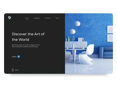 Art Gallery Website Design Concept artwork blue design figma graphic design illustration ui website design