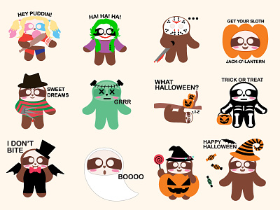 Sloth Domoji Halloween Update animals domoji emojis funny halloween harley quinn imessages joker pumpkin sloth slow stickers