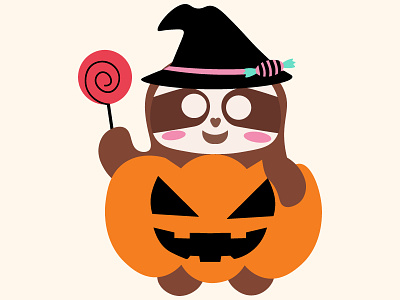 Happy Halloween animals halloween imessage pumpkin sloth stickers treats witch