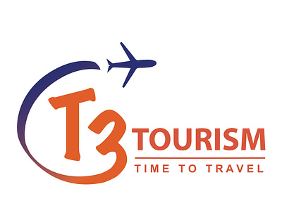 Logo design for T3 Tourism aeroplane brand brand identity branding design logo orange symbol tourism tours and travels travel agency vector violet visual identity