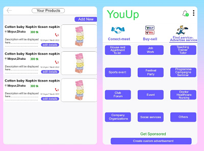 YouUp app ui app design ui ux website