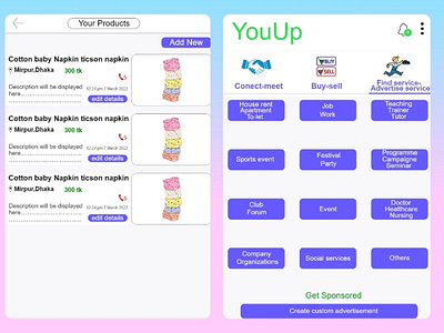 YouUp app ui