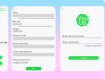 YouUp app ui