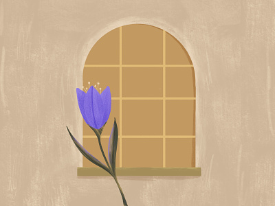 01/31 Tulip - Peachtober '21 illustration inktober peachtober stucco textured illustration tulip window