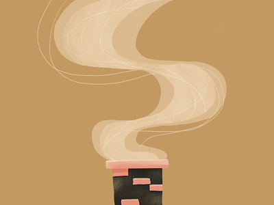 2/31 Smoke - Peachtober '21 chimney drawing challenge illustration peachtober smoke textured illustration