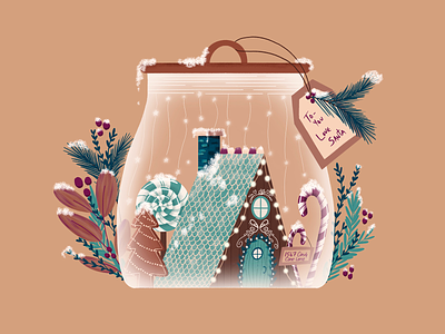 Holiday A-Frame Gingerbread a-frame cabin candy cane candy canes christmas christmas cookies cookie cookie jar cookies festive gingerbread holiday holidays illustration textured illustration xmas