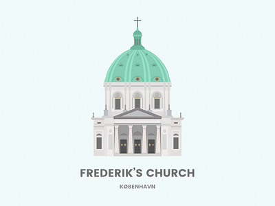 Frederik's church - Copenhagen denmark illustration sketch