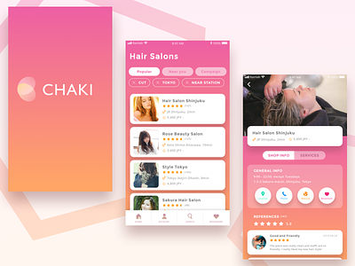Hair Salon App application ios pink sketch