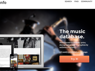 Musicinfo landing page css3 html5 landing minimal musicinfo onepage page responsive simple visual webflow website