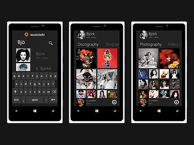 Musicinfo Windows phone concept concept design music ui user experience user interface ux windows windows phone