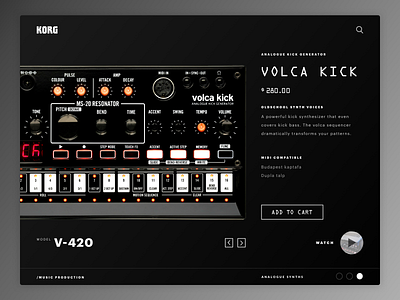 Detailed View concept design ecommerce kick korg product ui volca web