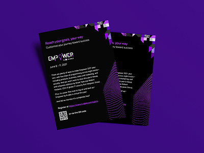 Empower Flyers abstract branding event design flyer geometric handout modern one paper pattern print design purple tech trade show