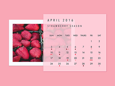 001 - Strawberry Calendar app april fruit pink strawberry ui