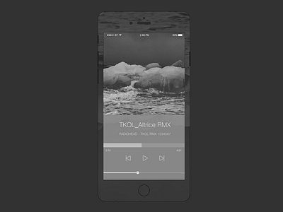 002 - Radiohead Music UI app dark gray grayscale ice music overlay radiohead remix ui water