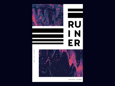 RUINER abstract design glitch gradient grid layout pattern poster print