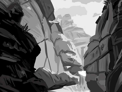 desert study desert digital drawing grayscale illustration mountain painting sketch study value