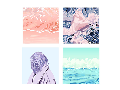 Pastel studies calm fashion foam lavender ocean painting pastel quiet sea texture water waves