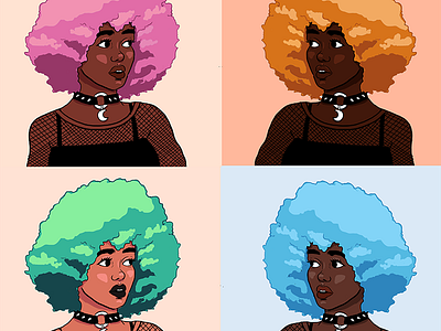 Pastel goth girls afro alternative black color cute digital girl goth melanin painting pastel rainbow