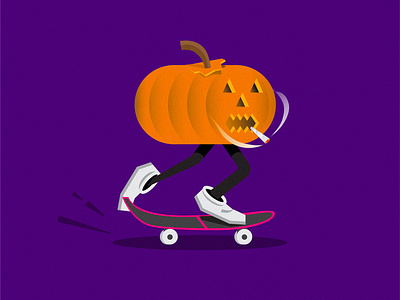 Skate-O-Lantern halloween illustration jack-o-lantern pumpkin skateboarding