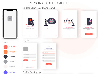 Personal Safety Application app design safety travel safe ui ux women safety
