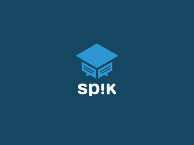 Spik logo bubble chat education hat student