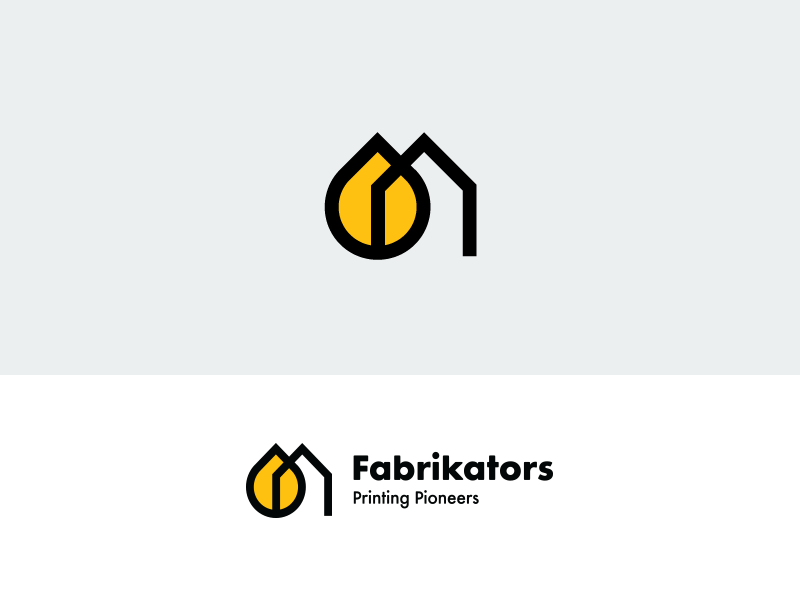 Fabrikators logo animation branding color drop house logo outline paint printing