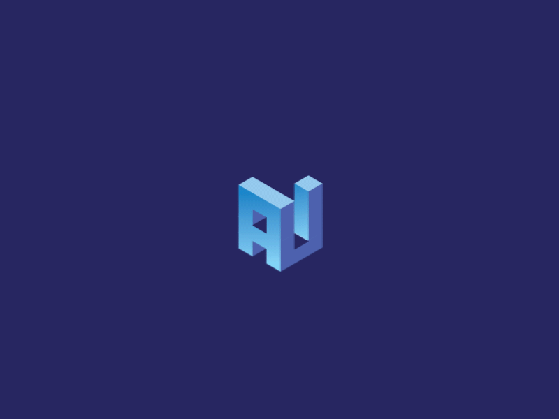 ArchiUp Logo 🕋 animation architecture blue branding ci cube house isometric logo minimal sans typography