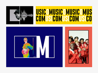 Music.com - The Branding album cover animation art bold branding ci condensed icon logo loop m letter mark minimal music app sticker tape typography vector website