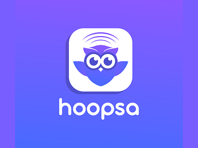 hoopsa - cute owl logo app brand design brand identity branding brandmark custom logo design design flat design graphic design illustration logo