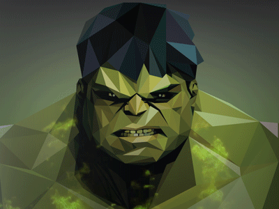 Green Low Poly 2d animation character comic fire gif hulk ilustration low poly lowpoly marvel polygons