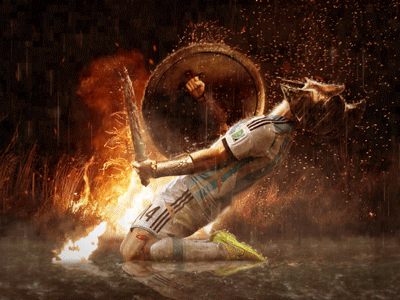 Spartan Football animation blood fire football futbol retouching soccer spartan war warrior