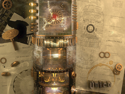 Travel Machine! 3d cgi drink fernet gear machine metal poster ranca render science fiction steam punk