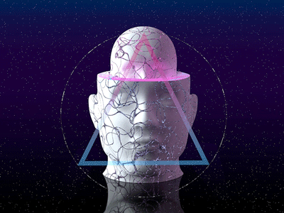 Human Connection! 3d abstract brain cgi face gif head human neurons stars surreal triangle