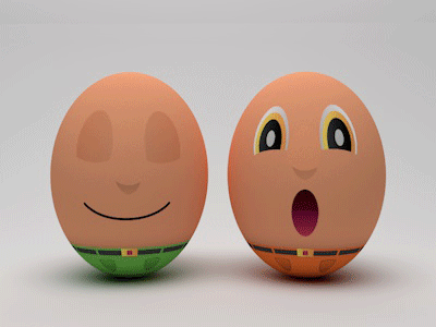 Eggs! 2d 3d animation cgi character egg gif happy ilustration scary sleep