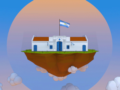 House of Tucumán! 2d 3d animation argentina cloud flag gif house sky sunrise tucumán wind