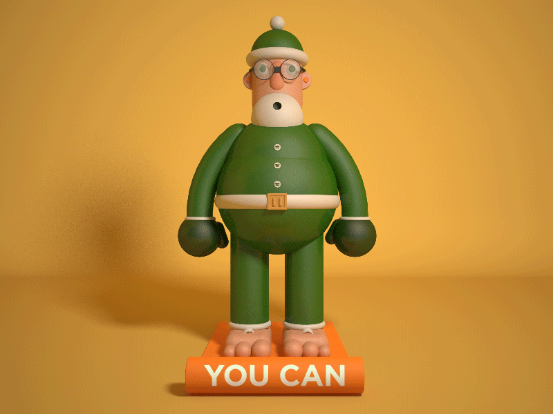 One Two One Two! 3d cgi character fat fitness funny gif green illustration render santa