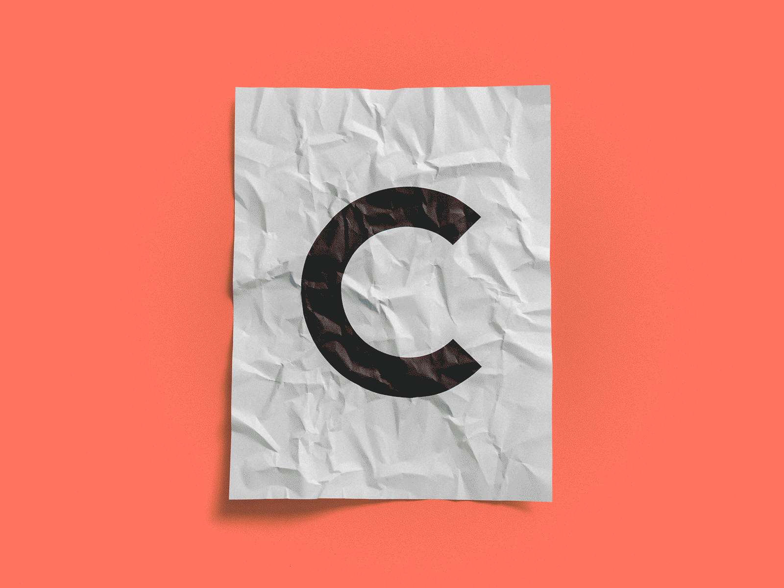 Crumpled C 3d animated brand brand design branding gif illustration logo minimalist stopmotion visual identity