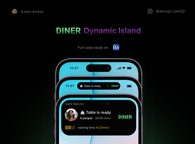 Diner dynamic island app design dynamicisland ui ux vector