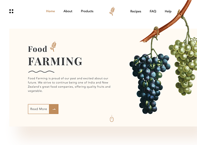 Food farming landing page adobe xd app ui design ui