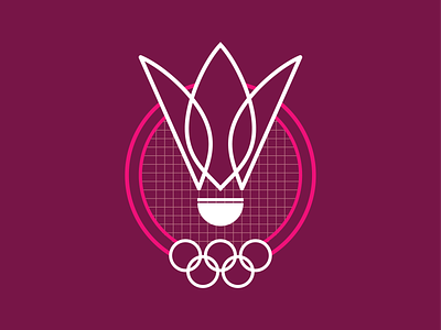 Badminton Badge for Summer Olympics 2021 award badge badminton logo medal olympics pink racket shuttlecock sports tokyo 2021