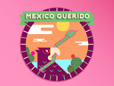 Mexico Querido cacti cactus eagle emblem homage illustration independence day mexico mexico lindo pink snake succulents