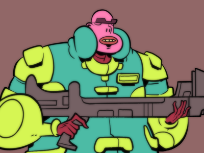 Fat Soldier character design illustration