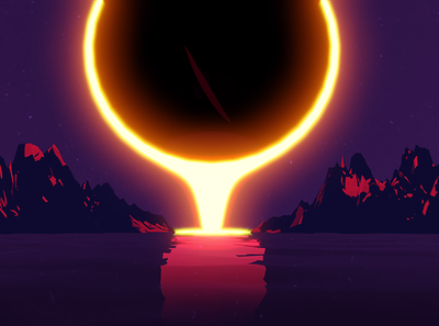 Neon Eclipse 3d blender graphic design illustration