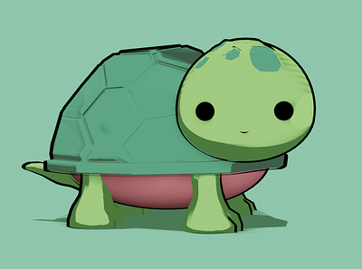 Little cartoon turtle 3d blender cartoon illustration turtle