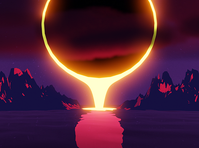 Neon Eclipse 3d blender enviroment graphic design visualisation