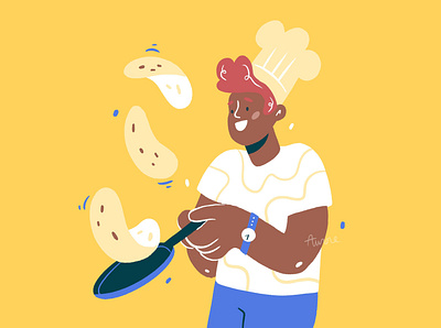Cooking class 🥞 character character design crepes design drawing food food illustration illustration ipad palette procreate yellow