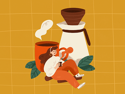 Coffee time branding character character design coffee design drawing food illustration ipad palette procreate